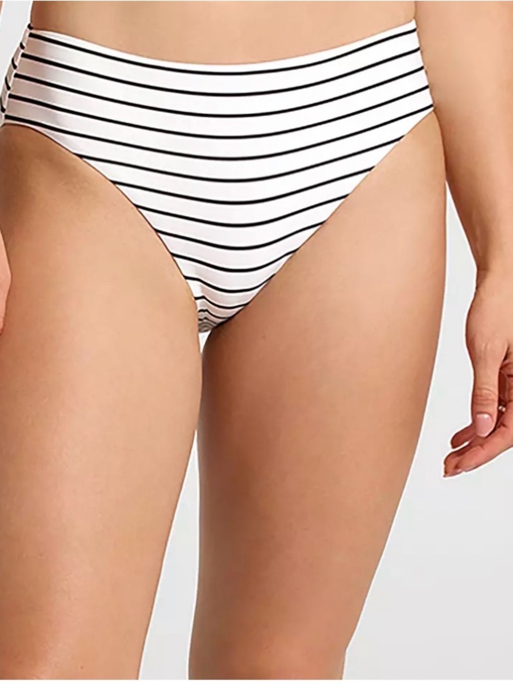 New with tags CALIA Striped High-Cut Bikini Bottom - White/Black
